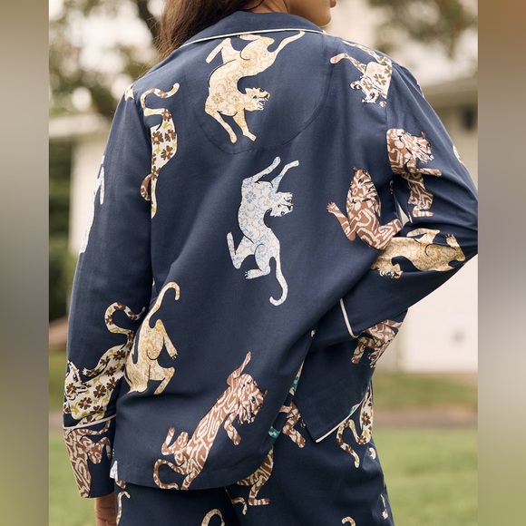 Anthropologie Leopard Print Flannel Pajama Set, W’s size Small/Medium - Picture 3 of 15